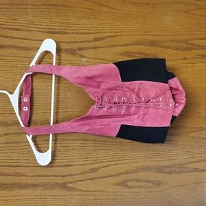 Vintage 90s Wilsons Leather Suede Lace Up Corset Bustier Halter Neck Top